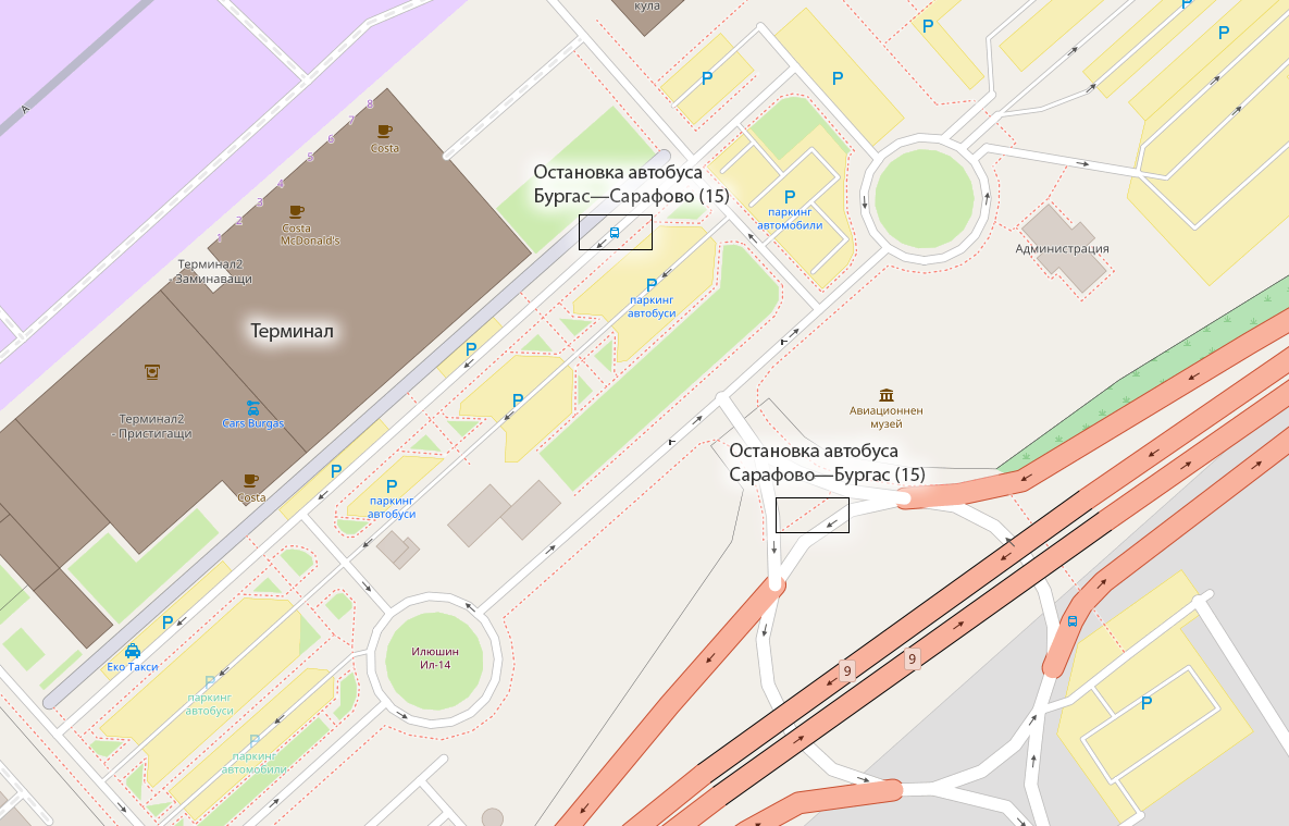 Автобусы в аэропорту Бургаса