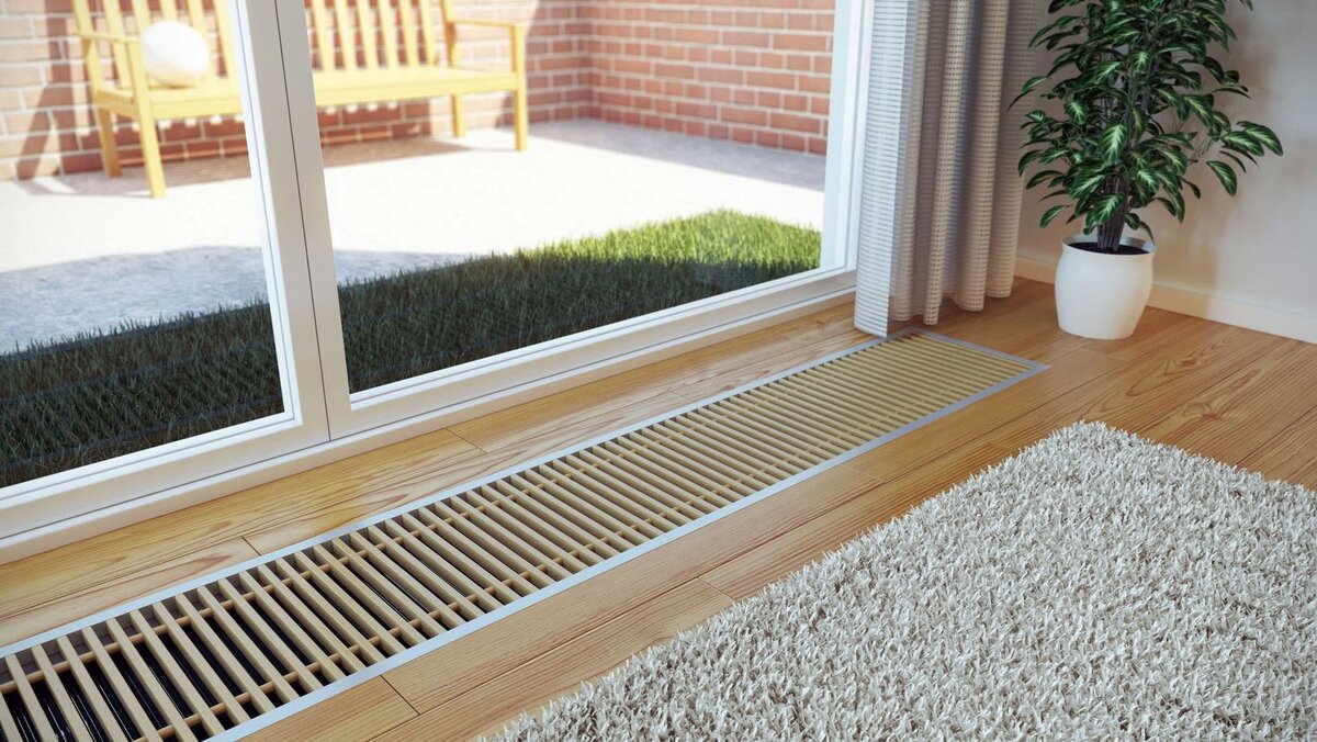 Внутрипольный конвектор в интерьере