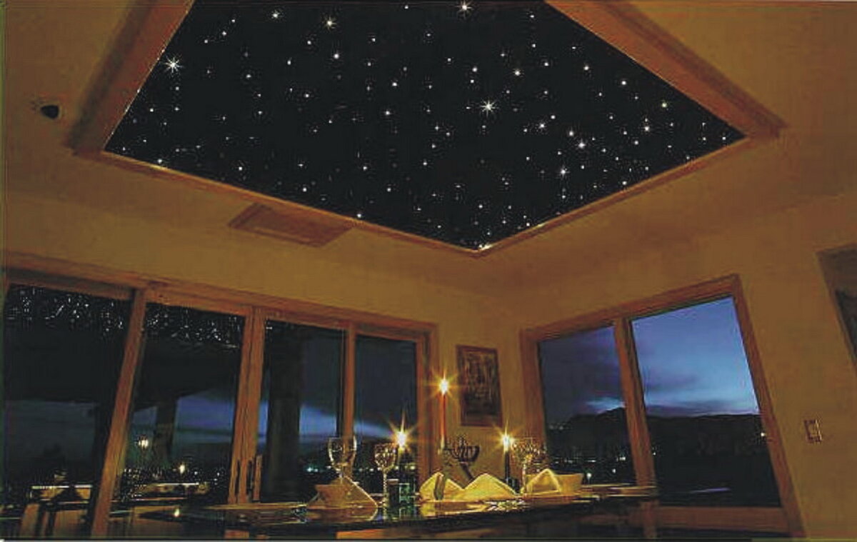 Звездное небо - потолок. Фото в интерьере в помещениях.