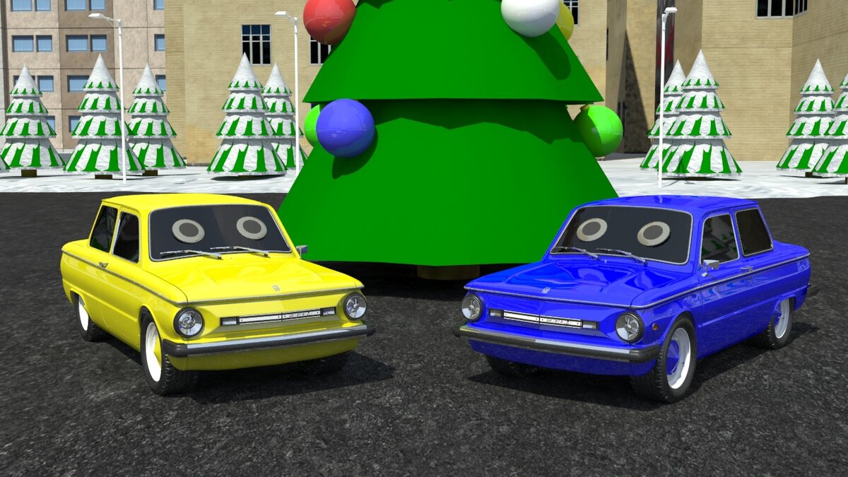 Это случилось 31 декабря, перед самым Новым Годом. Нужно было украсить городскую ёлку. Но неисправимый монстр-трак Злюка украл все ёлочные шары и спрятал их. Этот монстр-трак всегда был плохим автомобилем. Но Почтовичок не растерялся, когда обнаружил пропажу. Его друг зелёный Запорожец, который видел куда Злюка отвёз ёлочные шары, рассказал ему об этом. И они вместе нашли эти шары и привезли их на городскую площадь, где очень красиво украсили самую высокую ёлку. А мрачных и недовольный монстр-трак издали смотрел как веселятся около ёлки весёлые машинки.