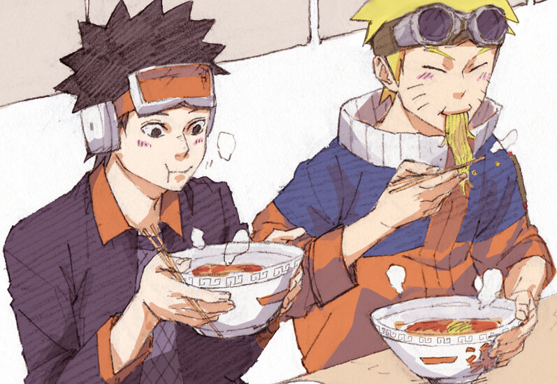  Наруто ест рамен Ичираку.                                   Фото взято с сайта zerochan.net