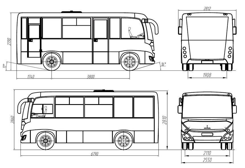 Автобус маз схема