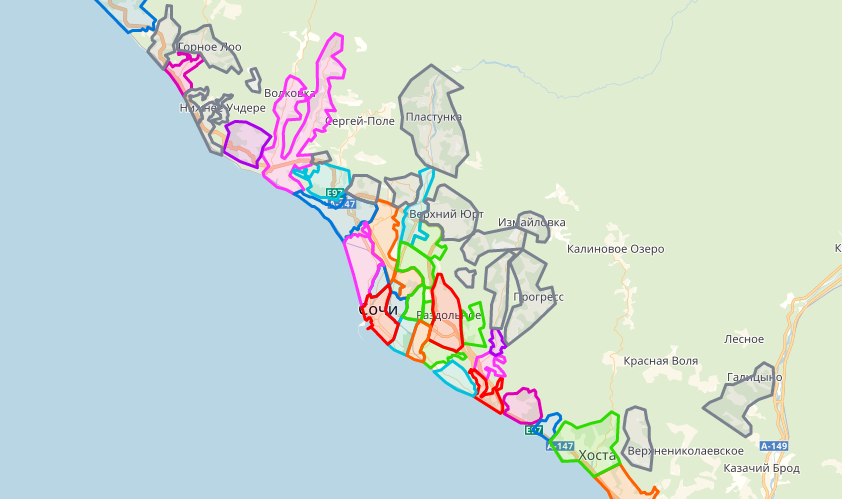 Карта сочи с районами и микрорайонами