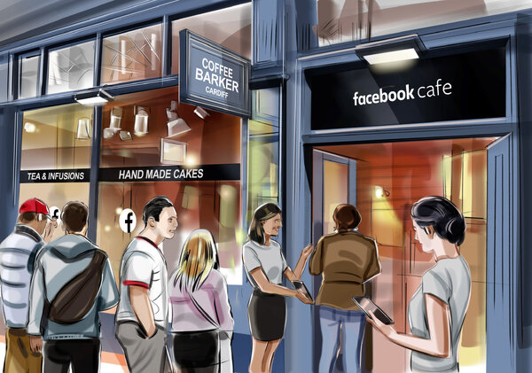 Новые места: кафе Facebook с бесплатным кофе