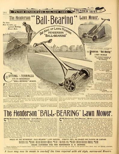 Реклама механической газонокосилки середины 19 века.