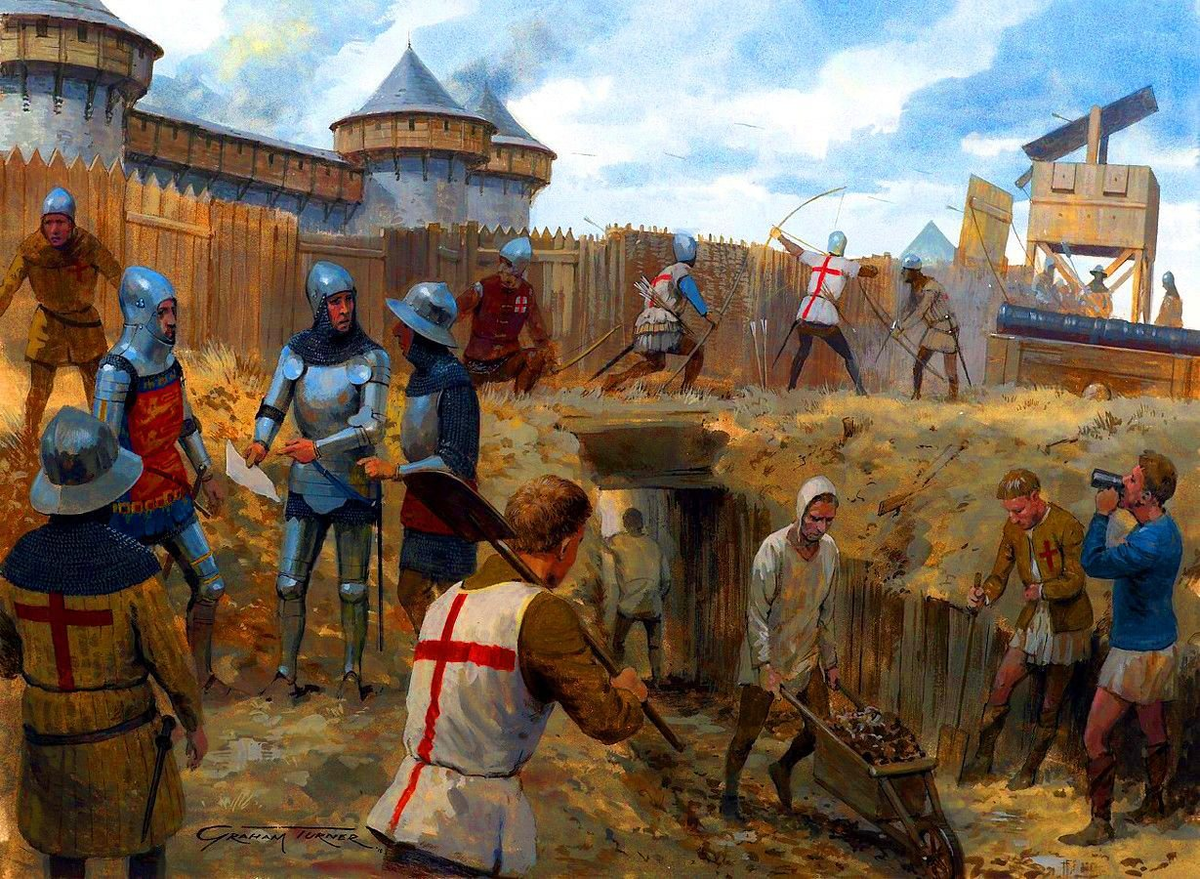 Нападение исторический. Осада Арфлёра. Средневековая армия Грэм Тернер. Осада Кале (1346).