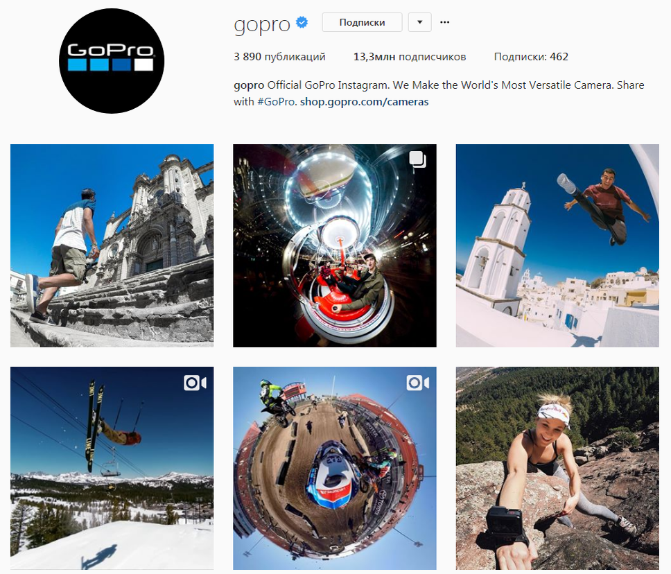 Отличное оформление аккаунта от GoPro!