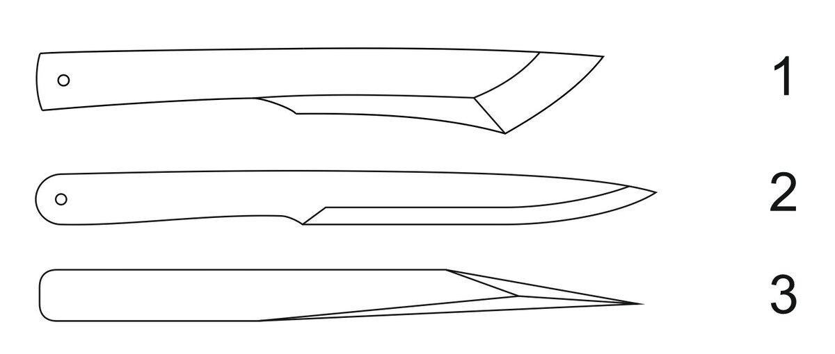 Форма метательного ножа эскиз