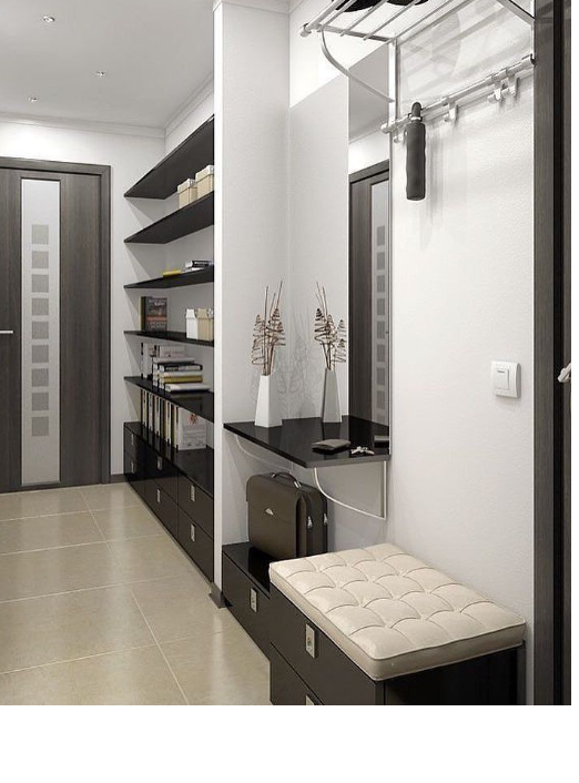 Небольшая современная прихожая в строгом деловом стиле.