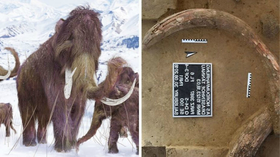 Бивень мамонта в каменном веке " место убийства / иллюстрация художника (ASFiNAG/iStock / Aunt_Spray