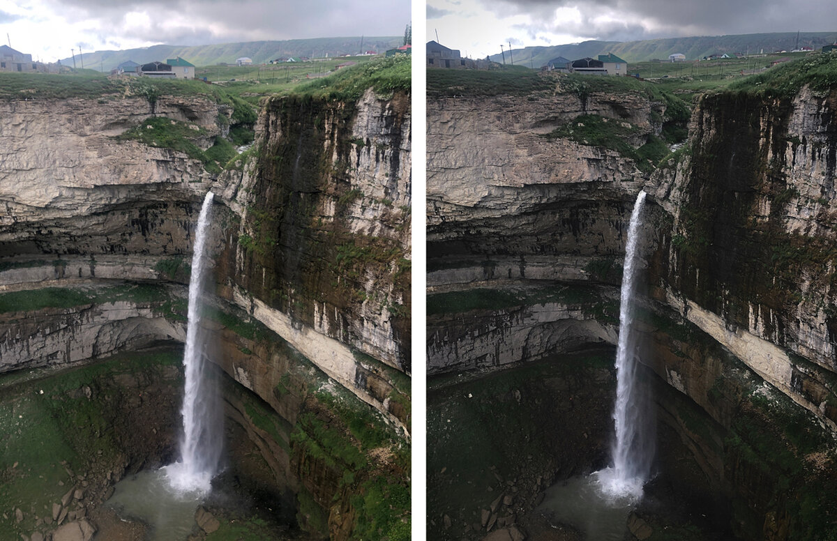Фотография до и после обработки