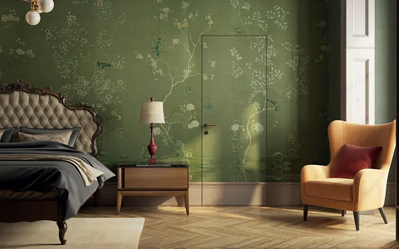 Оклеивание дверей и стен одинаковыми обоями