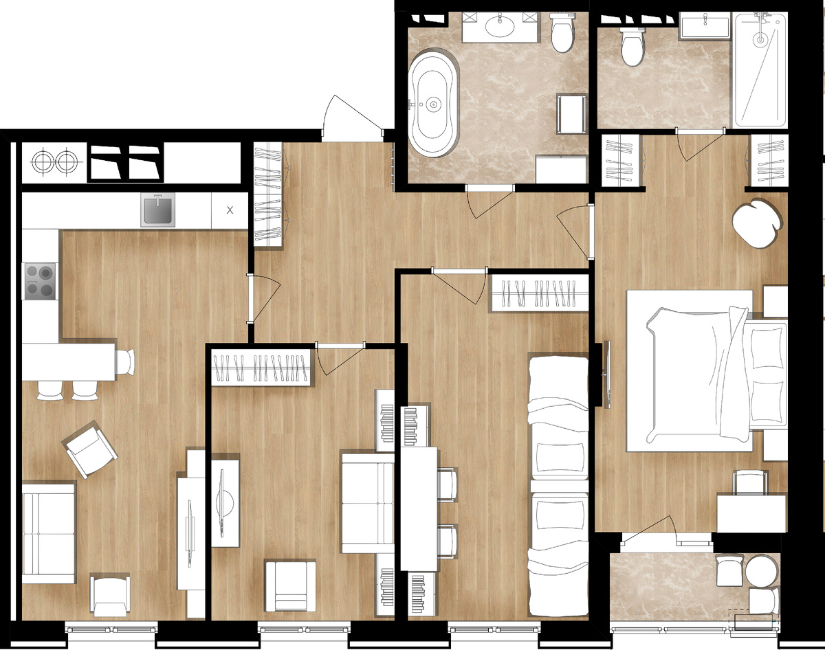 Планировка от девелопера «Мармакс» с мастер-спальней