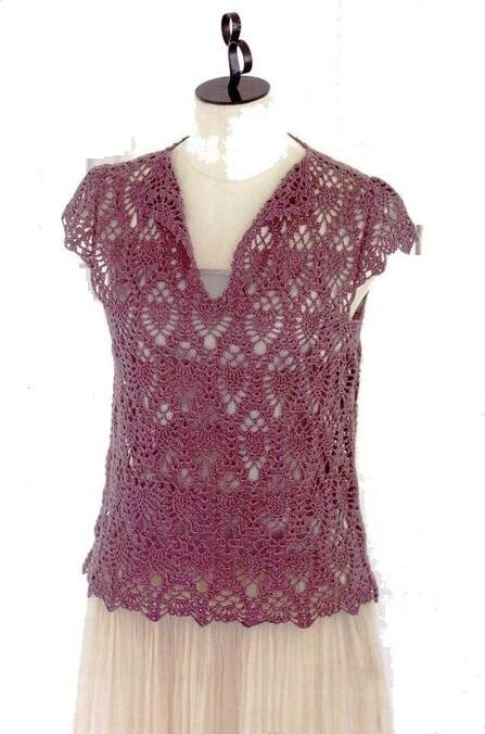 Кофточка крючком узором ананас