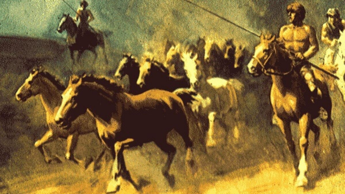 Азиатские кочевники первыми приручили диких лошадей. 