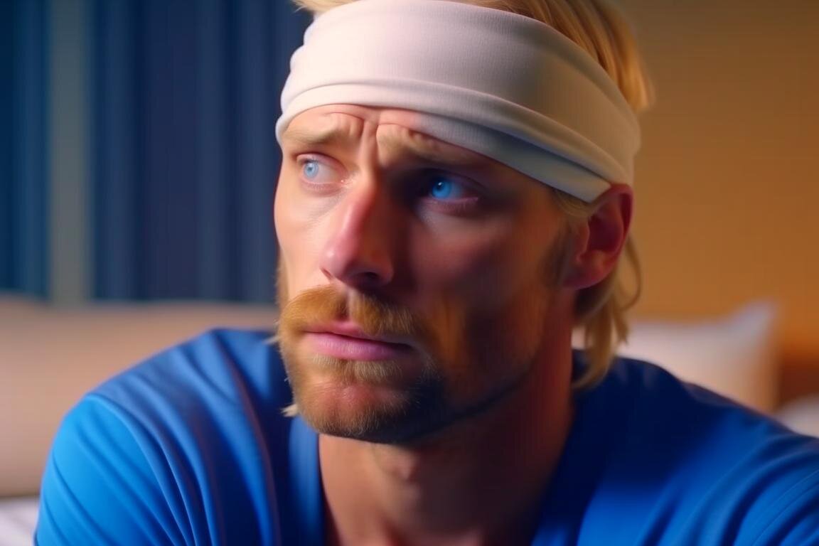 Гаврила  страдает от мигнени. Нейросеть Kandinsky 2.2.