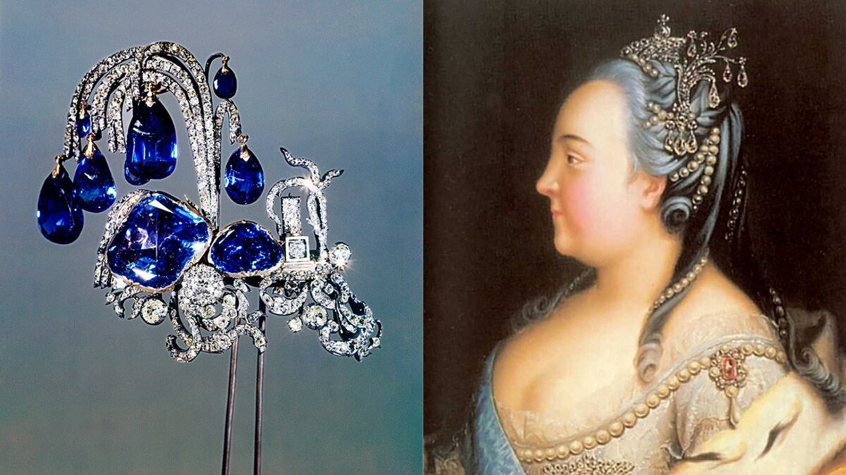 Серьги с сапфирами "Фонтан", Эгрет Елизаветы Петровны