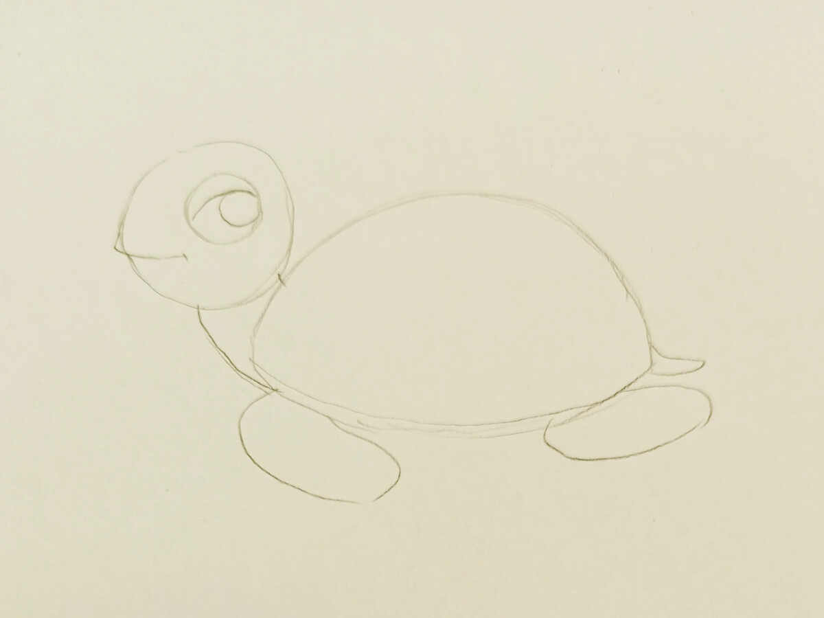 Как нарисовать черепаху с оранжевыми ушками