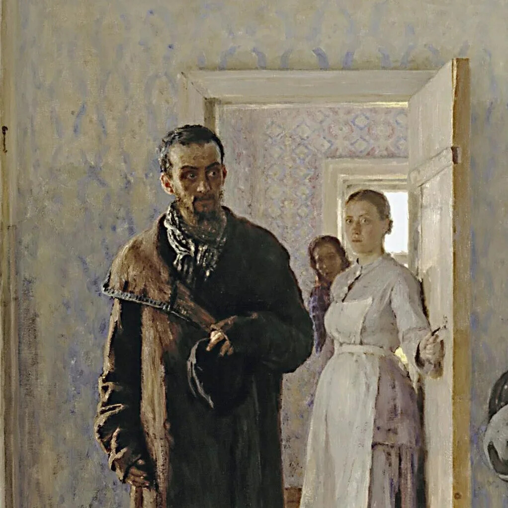 Репин не ждали. «Не ждали» и.Репин (1884—1888). Илья Репин не ждали. Картина неждали Репина. Картина Репина 1888.