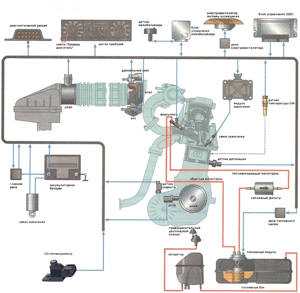 Схема управления двигателем ваз 2115 инжектор 8 клапанов