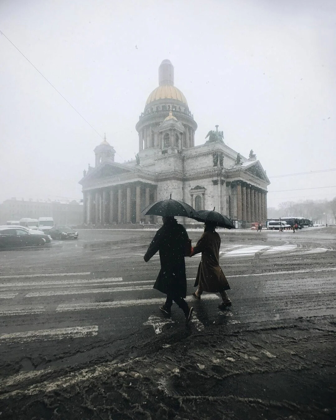 Дождь зимой в Санкт-Петербурге