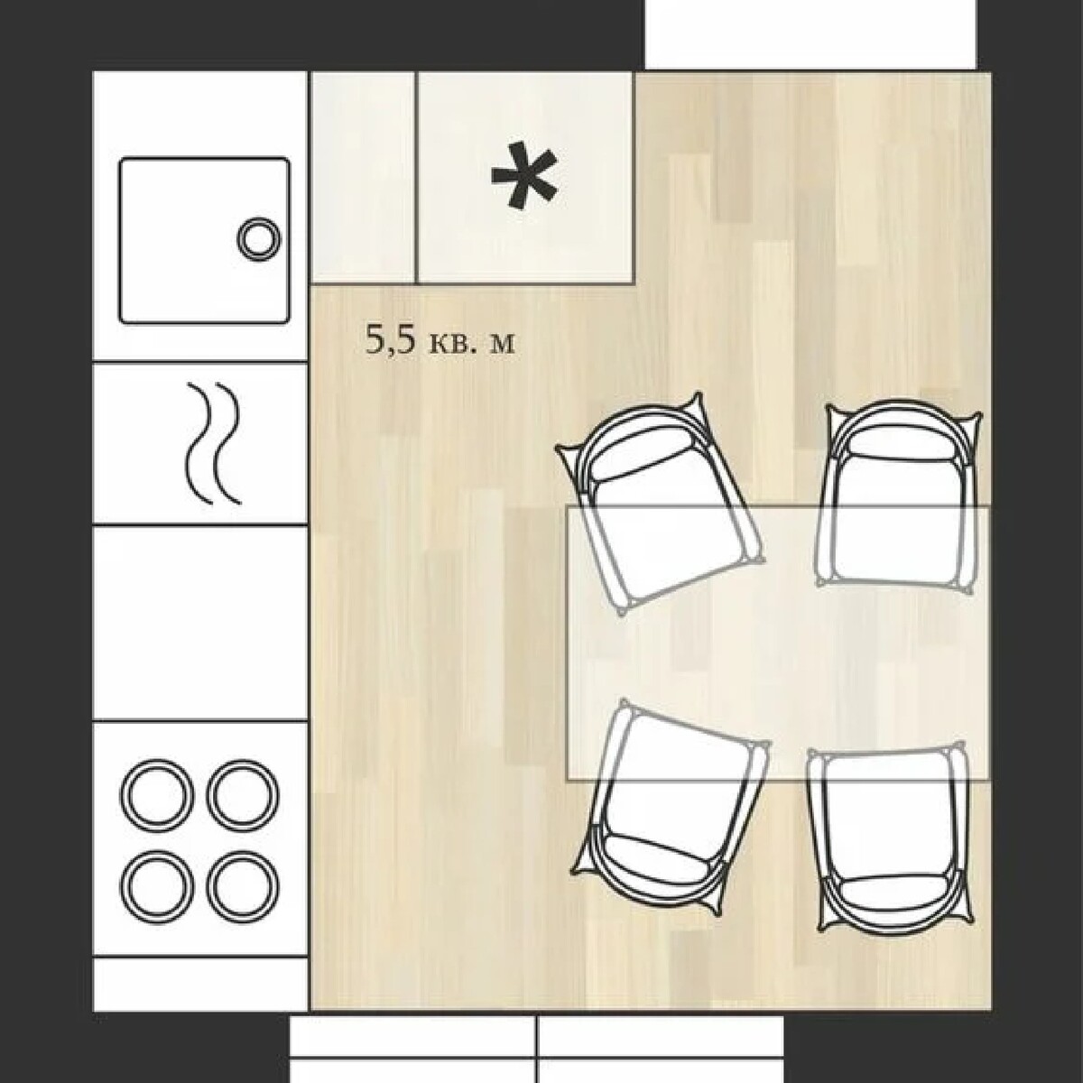 Схема расстановки мебели на кухне
