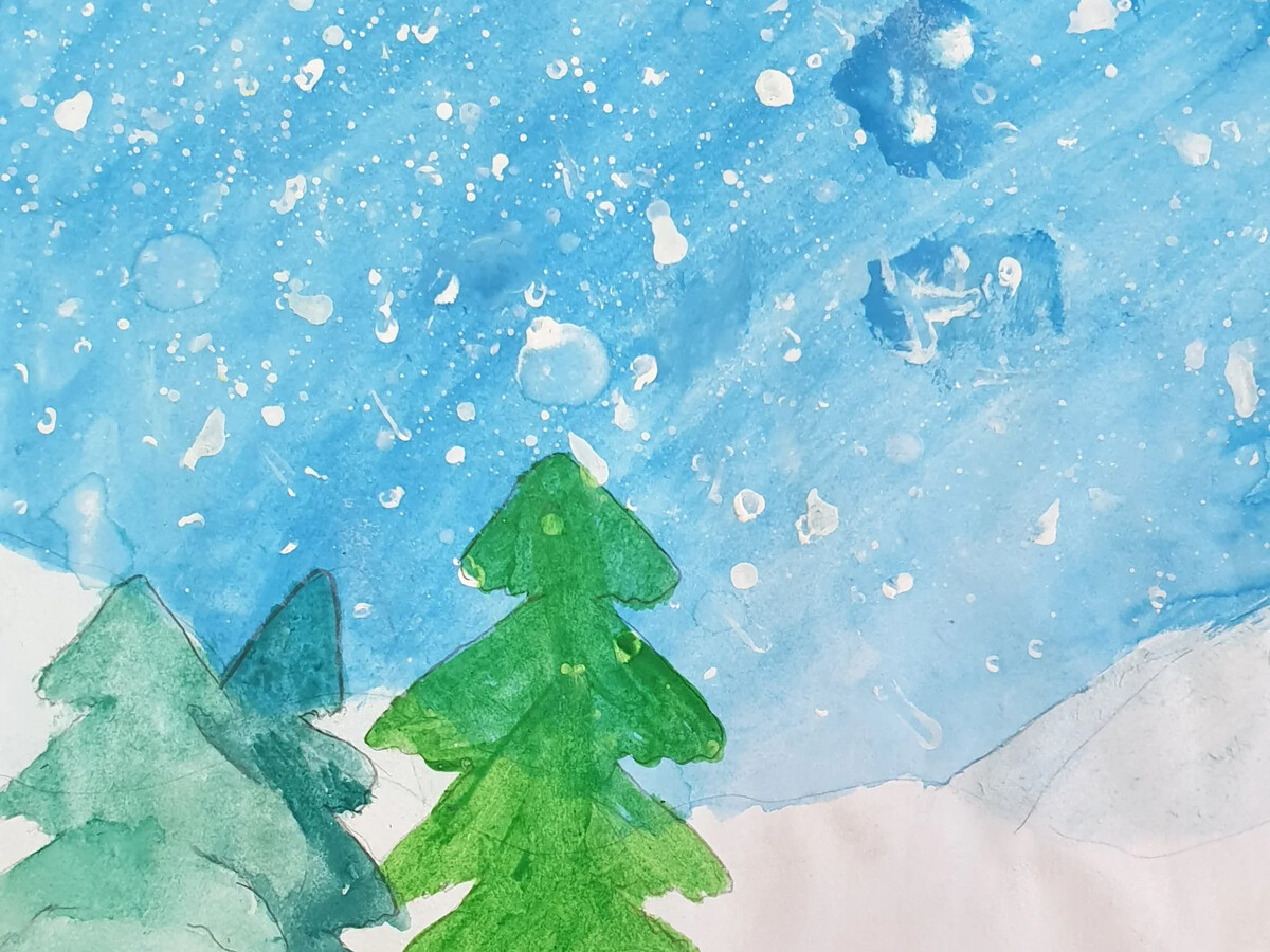 Рисование с детьми 5-6 лет зимний пейзаж