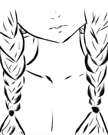 Девочка с косичками рисунок для срисовки