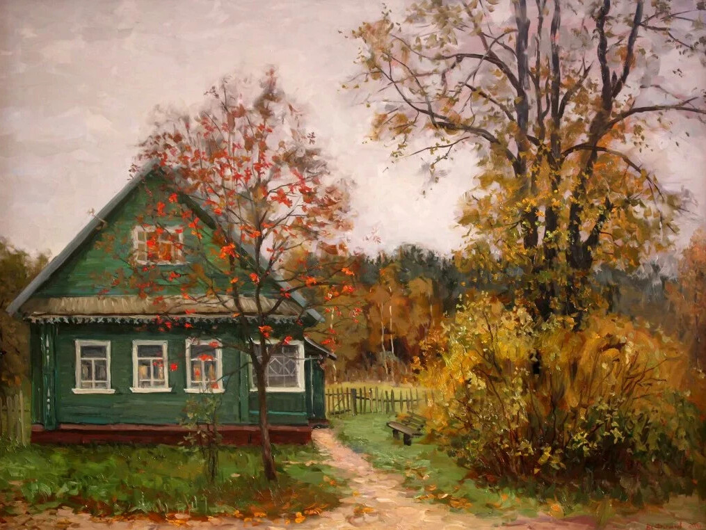 Картина деревенского дома